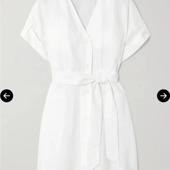 Equipment White Short-Sleeve Shirt Mini Dress with Tie Waist - Picture 3 of 8